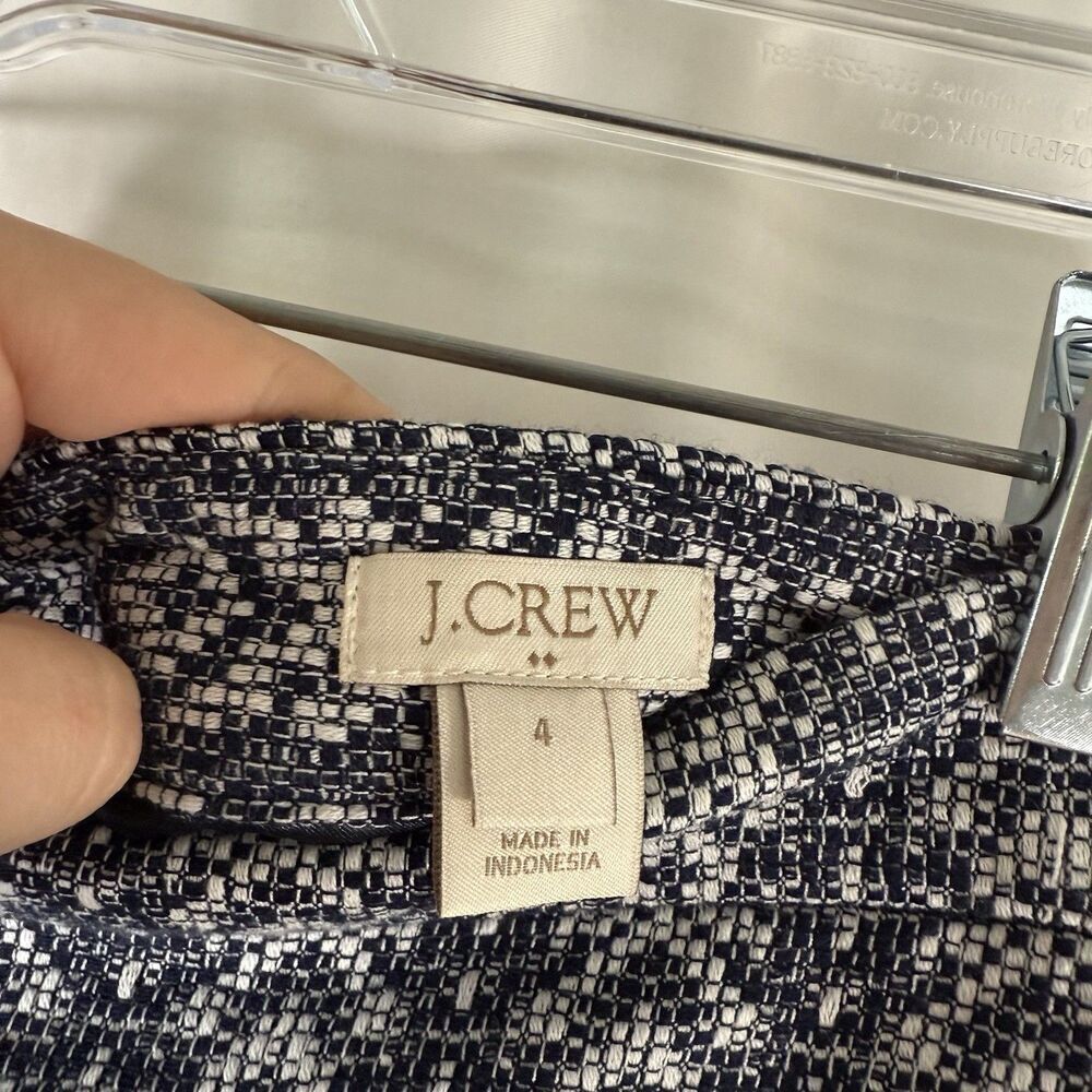 J Crew Mini Skirt Women's 4 Blue WHite Knit Zip Back Lined Cotton Blend - Picture 4 of 10